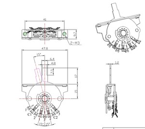 สวิตช์เลือกโทนเสียงกีตาร์ไฟฟ้าแบบ3ทาง4ทาง5 12Pin ชั้นเดียวพร้อมฝาปิด3สี - Product Image 5