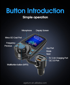AGETUNR T10D 2023 QC 3.0 Fast Charger <strong>Bluetooth</strong> FM Transmitter Car AUX <strong>Input</strong> AUX <strong>Output</strong> Micro SD Card Dual USB <strong>Bluetooth</strong> Car Kit - Product Image 3