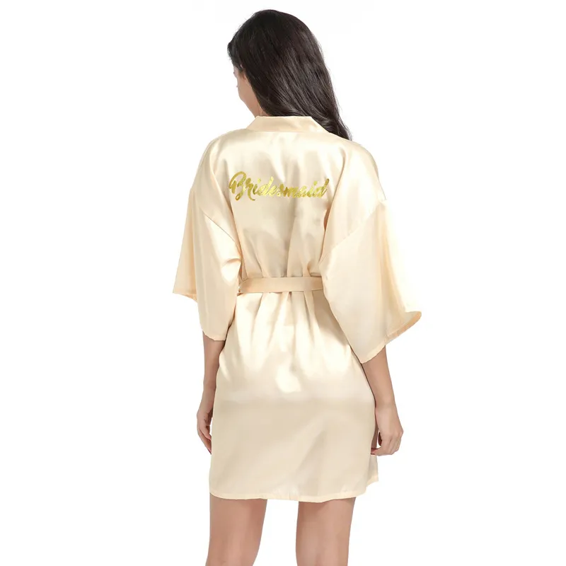 LINLONG-túnicas nupciales con estampado de bronce para mujer, kimono de seda con nombre personalizado, de satén, para boda, para novia y dama de honor