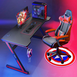 Escritorio de juego electrónico multifuncional, mesa de ordenador mate, pata Z con lámpara, venta al por mayor de fábrica
