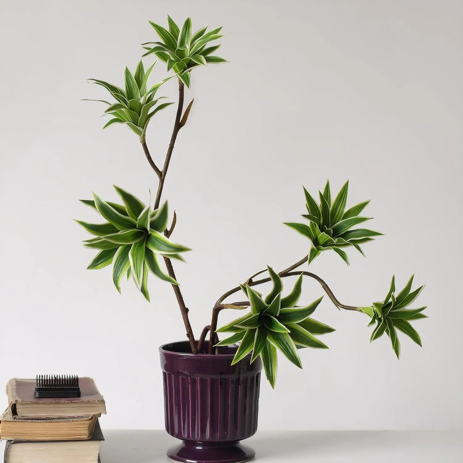 Plantas artificiales borde dorado Dracaena plástico hojas verdes lirio bambú hogar interior piso oficina tienda porche delantero Decoración