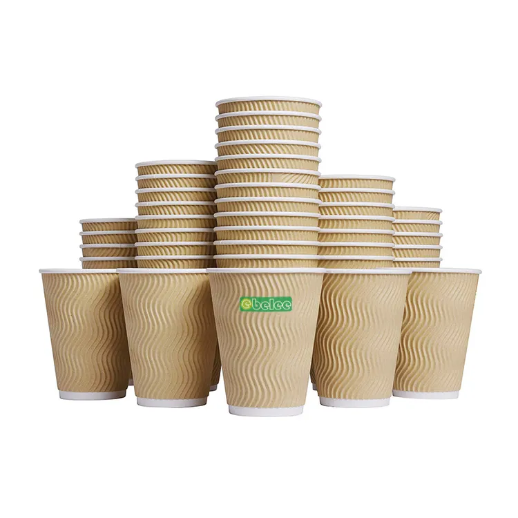 Tazas de papel desechables a rayas para café, Espresso, 4oz