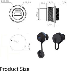 防水USB 3.0母对母面板安装连接器USB3.0带防尘罩的母插座