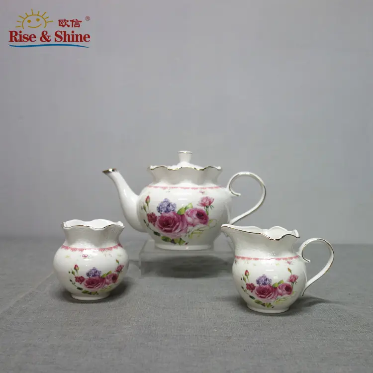 Conjunto de cerâmica para chá de café, conjunto de 5 peças de potes de cerâmica para café, leite e açúcar