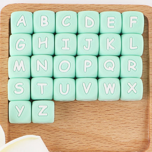 Fast Shipping Eco-friendly Safety Chewable Silicone Beads Silicone 12mmAlphabet Bead for Baby Teething <strong>Toys</strong> Pens Jewelry Making - Product Image 2