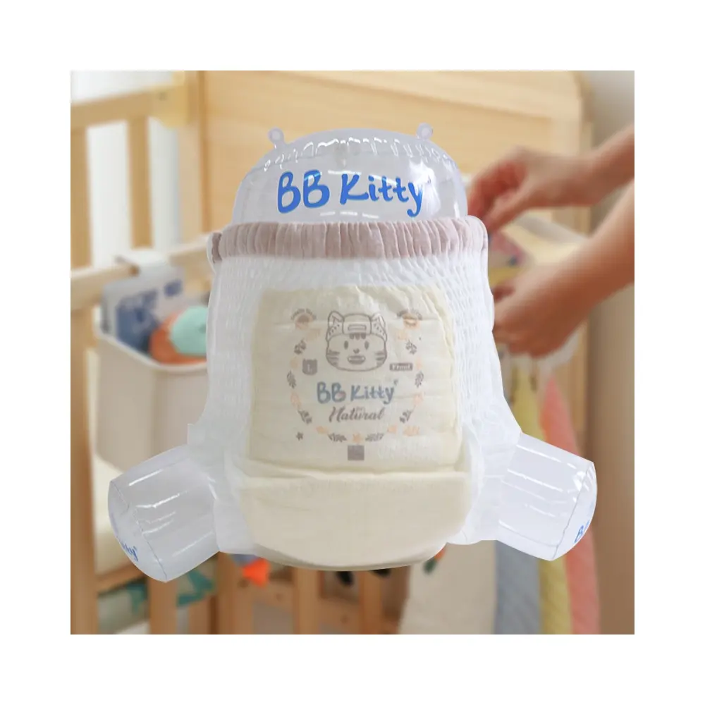 Pañales BB Kitty naturales ultrasuaves para bebés, comodidad toda la noche, pañales de diseño a prueba de fugas de alta absorción para bebés