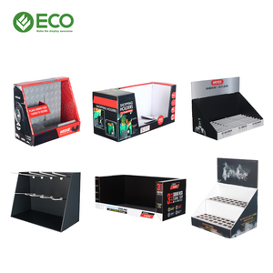 Estante de exhibición de mostrador de piso de cartón personalizado ecológico PDQ Karton caja de exhibición con gancho para POS para soporte de cartón de papel Pop Mart