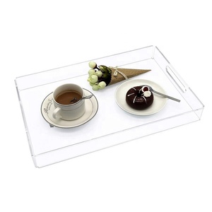 带手柄的矩形透明丙烯酸托盘 - Product Image 4