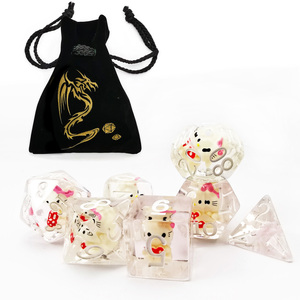 Bescon büyük boy DND hello kitty zar seti, dev 7 adet kedi saydam çokyüzlü D & D zar seti, büyük boy zindanlar ve Dragons zar - Product Image 3