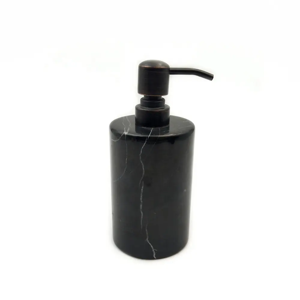 Dispenser per sapone da bagno in marmo naturale nero lavello da cucina Dispenser per lozioni di sapone liquido decorativo