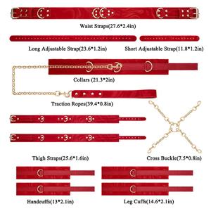 7 مجموعات أصفاد قابلة للتعديل أصفاد الكاحل والفخذ صفعة عبر سلسلة طوق الجنس BDSM عدة قيود للأزواج ألعاب - Product Image 6