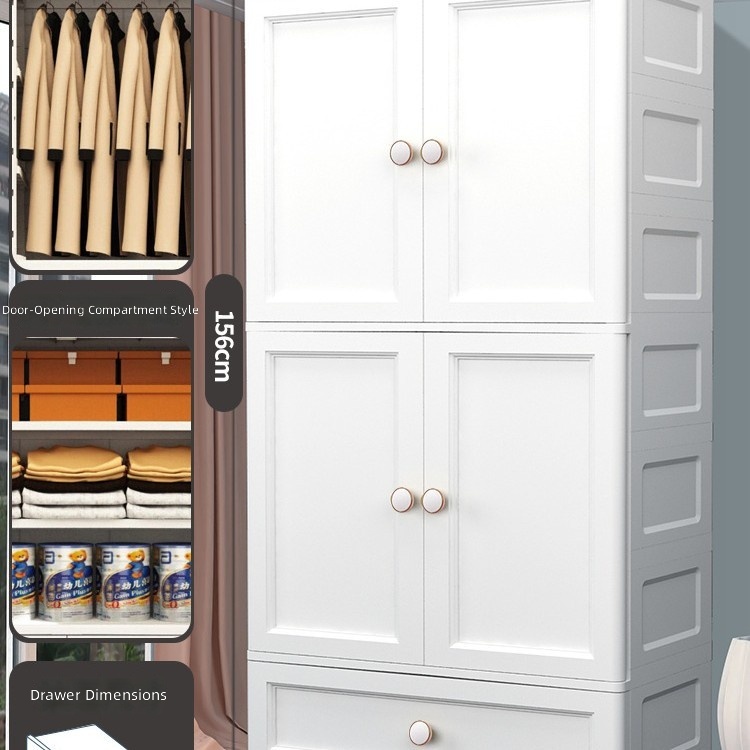 65cm wide-double doors with drawer-white
