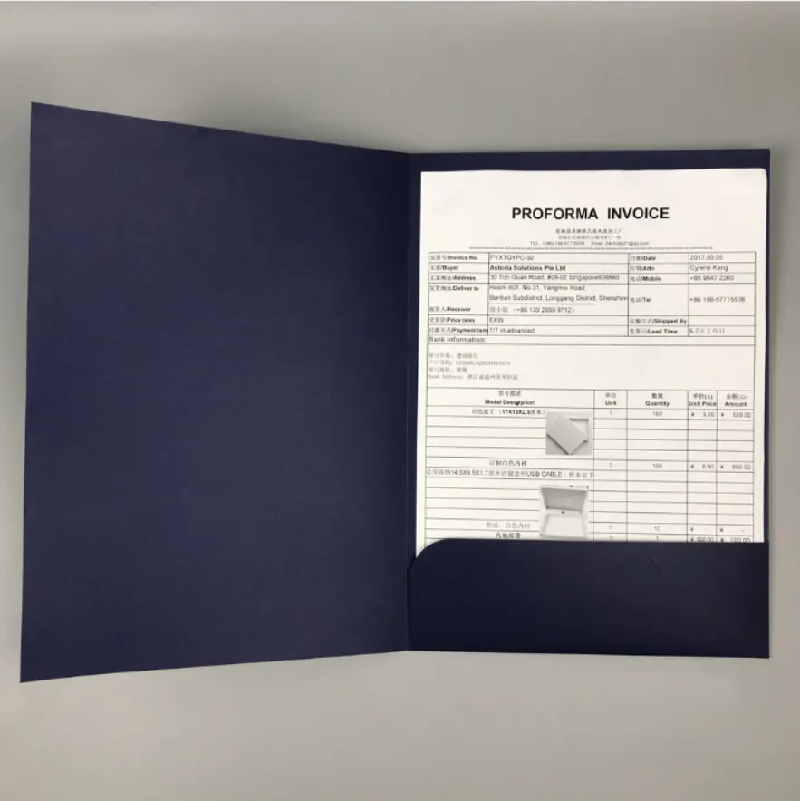 Personalizzazione della busta A4 busta personalizzata stampa borsa di copertura del contratto cartella di stampa di design personalizzato
