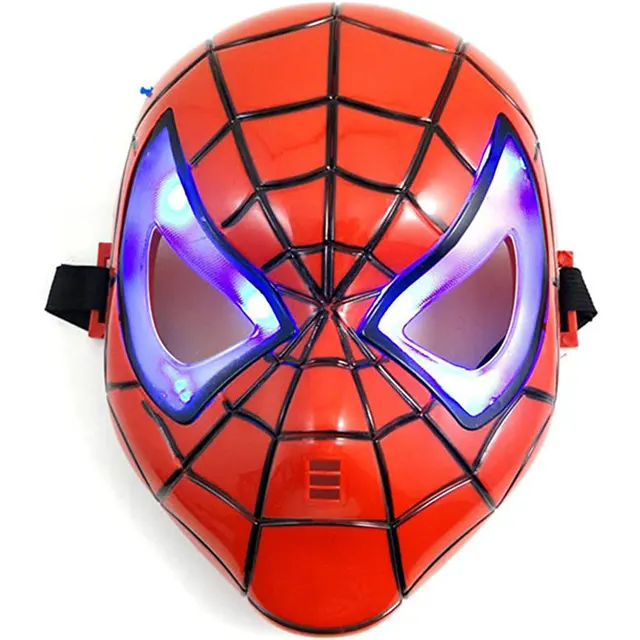 Mascarilla de fiesta con luz Led parpadeante, disfraz de Spiderman, venta al por mayor