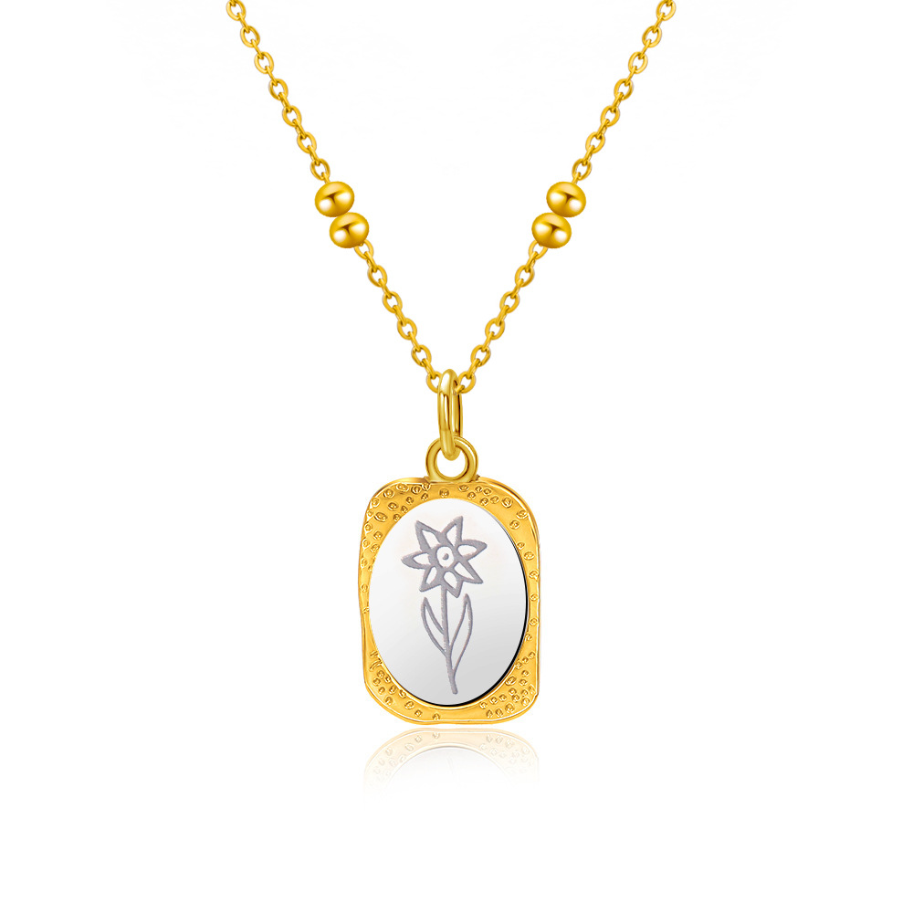 Collier jonquille jaune mars or
