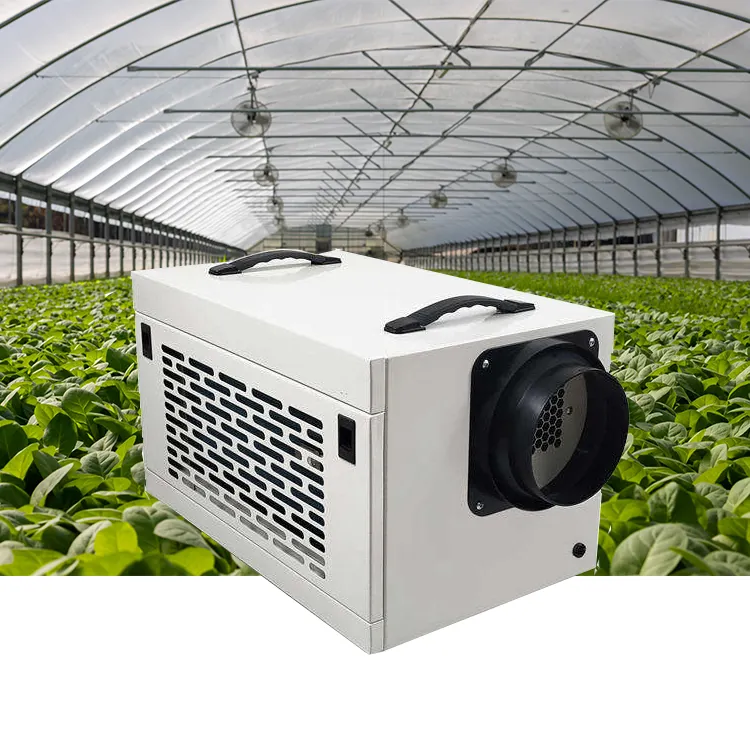 Ceiling mounted air dehumidifier devices for grow room and warehouse