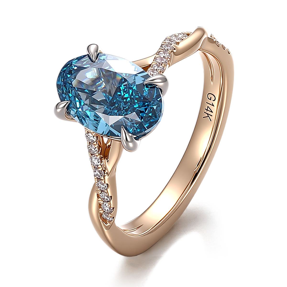 18K solid gold lab diamond ring