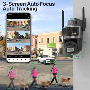 WLAN-IP-Kamera 4K HD Dreischain PTZ Kamera Außen drahtlos 3 Linsen KI menschliche Erkennung CCTV Video Überwachungskamera iCsee - Product Image 3