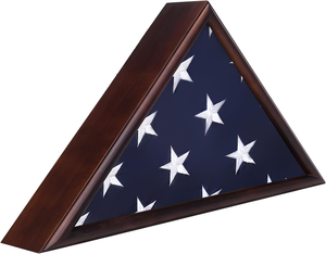 Tam giác rắn gỗ Cờ hiển thị trường hợp bằng gỗ quân bóng hộp phù hợp với 5 'x 9.5' gấp Mỹ tang lễ cờ - Product Image 2