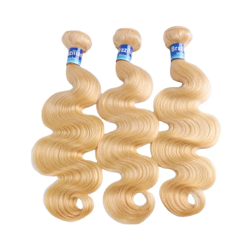 Paquets de cheveux brésiliens vierges ondulés, blonds 613, 30 pouces, prêts à être expédiés, vente en gros