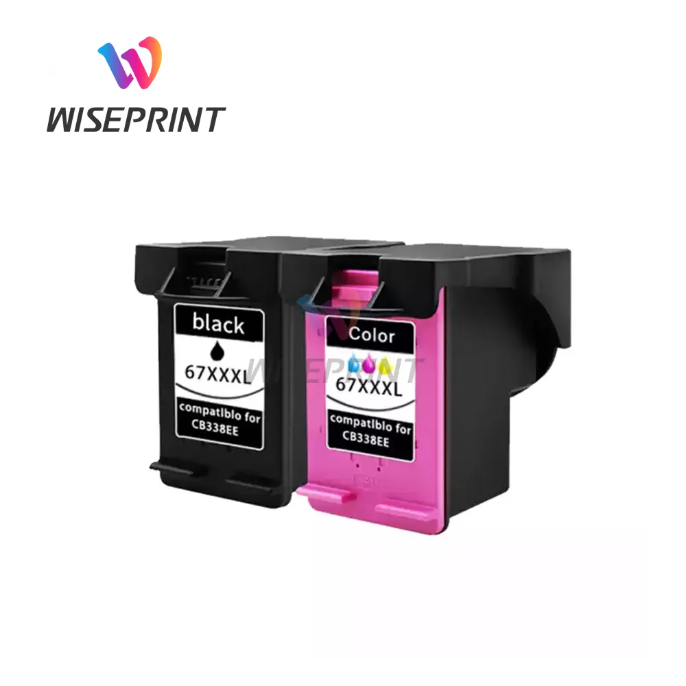 Wiseprint互換HP67XL 67XLプレミアムカラー再生インクジェットインクカートリッジ (HP Deskjet 12002700プリンター用)