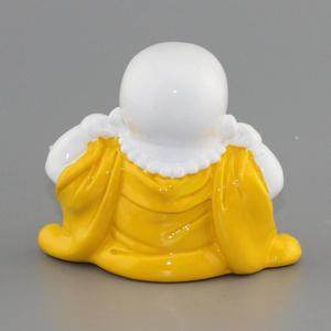 Decor Happy พระภิกษุสงฆ์รูปปั้นไม่พูดดูและฟัง Figurines สะสม (ไม่ฟังพระพุทธรูปสีเหลือง) - Product Image 2