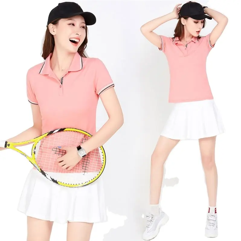 Vestiti da golf Personalizzato tennis vestito Delle Donne di usura di Usura Attiva Manica Corta Tennis Golf Polo Tee Shirt Top e Gonna Set