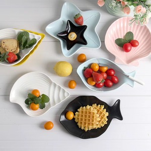 定制Logo海洋风格设计陶瓷儿童餐具家用水果盘零食小菜盘 - Product Image 1