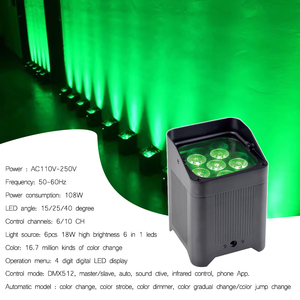 AOPU 6x18w LED Batterie Uplight WIFI DMX Control Wireless Par Light für Hochzeits bühnen Event Dj Uplights - Product Image 4