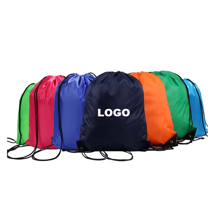 Logo personalizzato 210D poliestere Draw String zaino borse promozionali con coulisse in poliestere borsa sportiva con coulisse da palestra