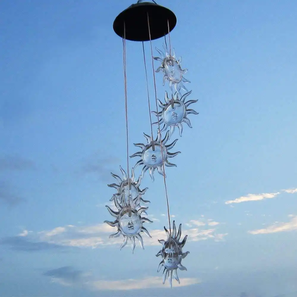 ホット販売ロマンチックな記念風鈴太陽太陽屋外装飾庭装飾ライトモバイルソーラーランプ
