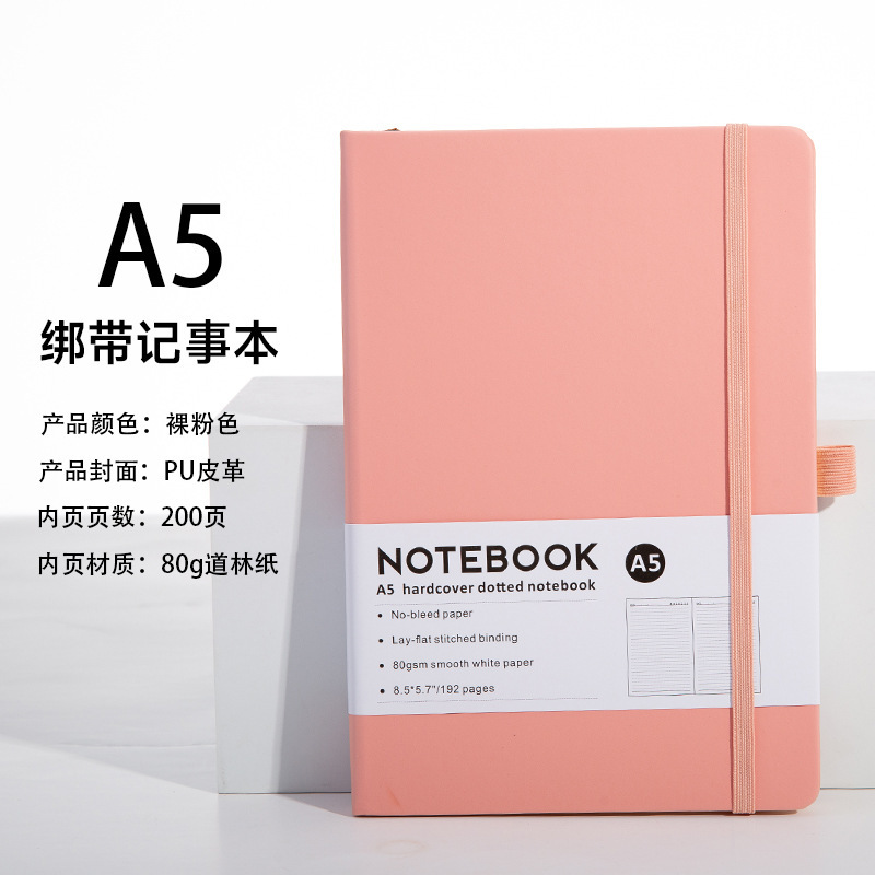 Pink-color-changing leather strap edition-a5-192 pages-waistband