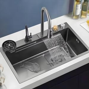 豪华厨房水槽不锈钢农家水槽带排水篮 - Product Image 5