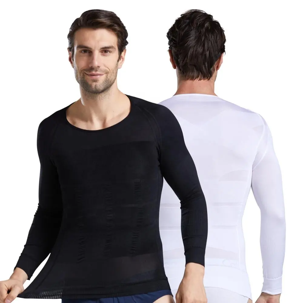 MeiSu T010 erkek vücut sıkıştırma şekillendirici uzun kollu gömlek gizlemek jinekomasti Moobs Shapewear