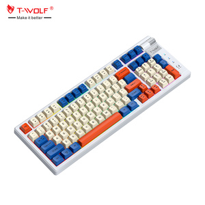 Teclado inalámbrico Bluetooth 3 en 1 con cable, teclado mixto negro y rojo con perilla multimedia, teclas completas, Teclado mecánico sin impacto - Product Image 1
