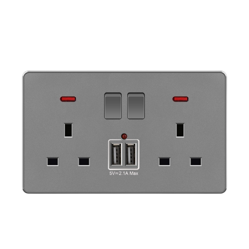 2Gang 13A 2USB