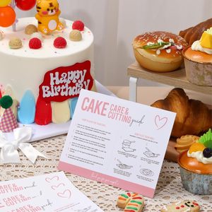 Hot niêm phong bánh chăm sóc hướng dẫn Thẻ Làm thế nào để thực hiện và cắt bánh của bạn hướng dẫn Thẻ cho kinh doanh nhỏ Bánh hộp - Product Image 5