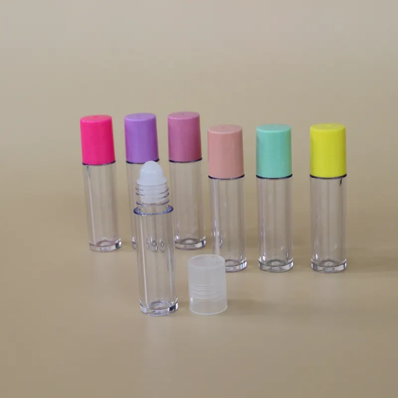 Пустая Косметическая пластиковая рулонная трубка для губ, прозрачная бутылка с прозрачным логотипом на заказ, роликовая трубка для блеска для губ, роликовая трубка для блеска для губ