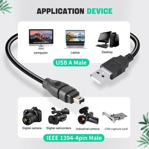 สาย1394ไฟร์ไวร์ USB AM TO 4P สำหรับซิงค์ IEEE400พร้อมแจ็กเก็ต PVC สำหรับกล้องเครื่องพิมพ์คอมพิวเตอร์และการเชื่อมต่อการ์ดเสียง - Product Image 3
