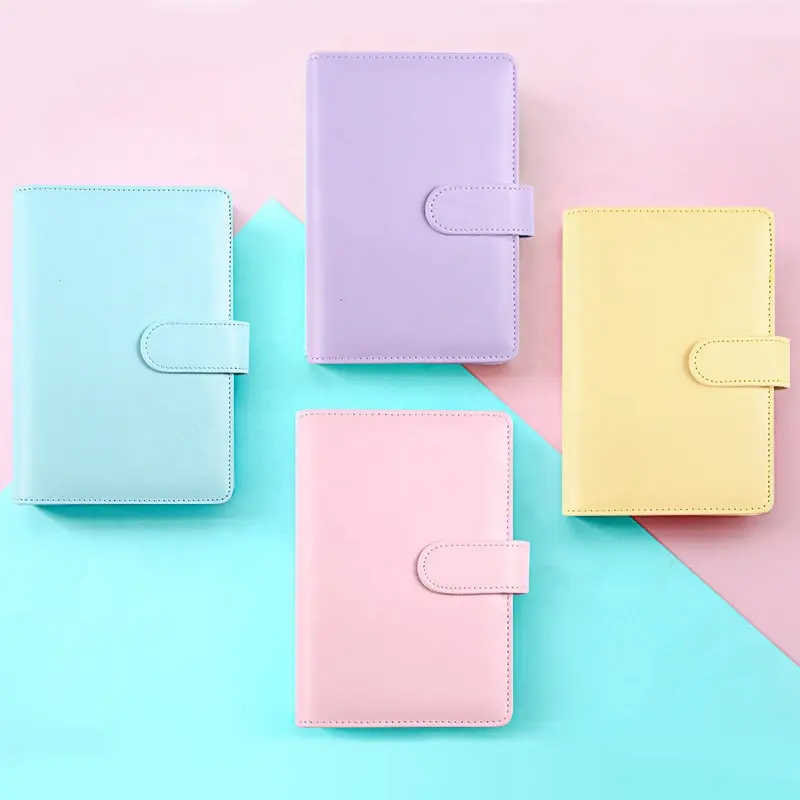 Macaron A6 งบประมาณ Binder A6 PU หนังโน๊ตบุ๊ค Binder ปกหนังสือพร้อมช่องใส่การ์ดวางแผนวาระการออแกไนเซอร์เครื่องเขียน A6 A5