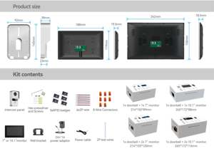 Anjielo <strong>2</strong>-<strong>Wire</strong> 1V2 Video Doorphone 7 Inch <strong>Intercom</strong> <strong>System</strong> Two-<strong>Way</strong> <strong>Intercom</strong> for Enhanced Home Security - Product Image 5