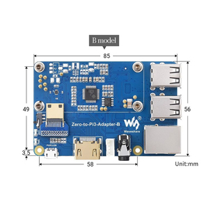 Roarkit Raspberry Pi Zero 2W a 3B adattatore, soluzione alternativa per Raspberry Pi 3 modello B/B + porte USB 4-ch