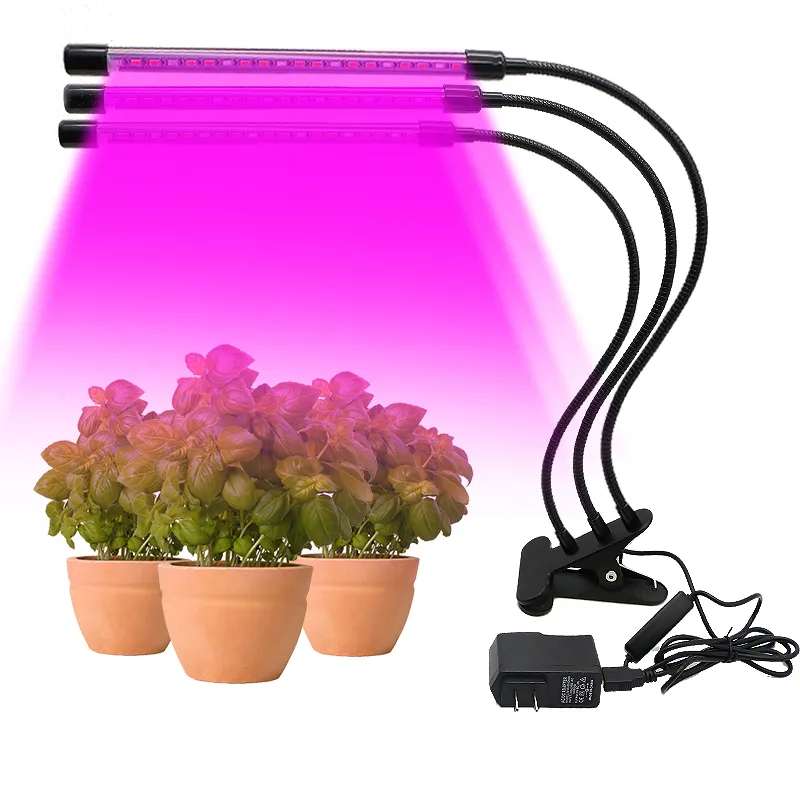 Lampe LED de croissance à trois têtes portable, USB, 5v, lumière rouge et bleue, éclairage d'intérieur 60LED, remplissage de plantes, 27W