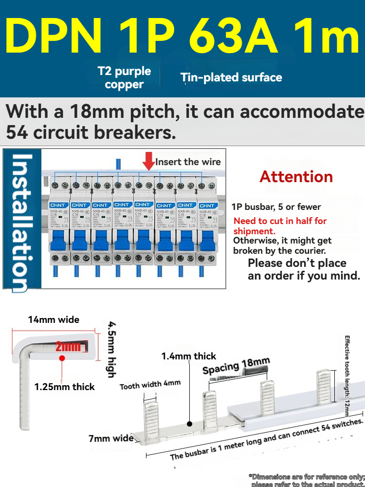 DPN 1P 63A (1m connection for 54 1P MCBs)