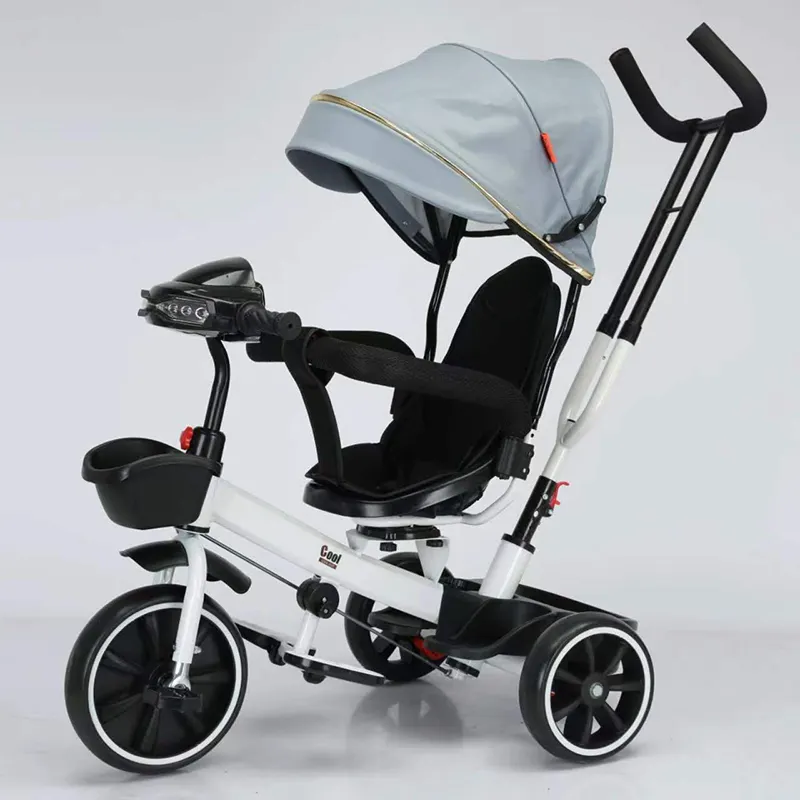 Kids trike children triciclo baby walking tricycle baby tricycle with light and music, push handle /parent handle and canopy