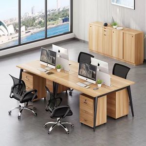 Práctica estación de trabajo de espacio abierto para una sola persona, escritorio de personal, mesa de escritura de trabajo de madera de nogal multifunción para uso en el hogar y la Oficina - Product Image 5