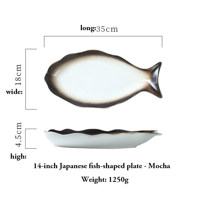14-inch fish-shaped plate (Mocha)