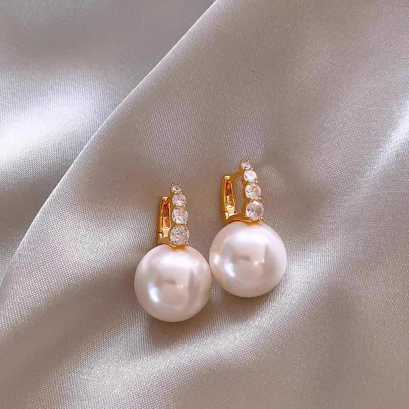 A1400 blanc "Flash diamant perle boucles d'oreilles"