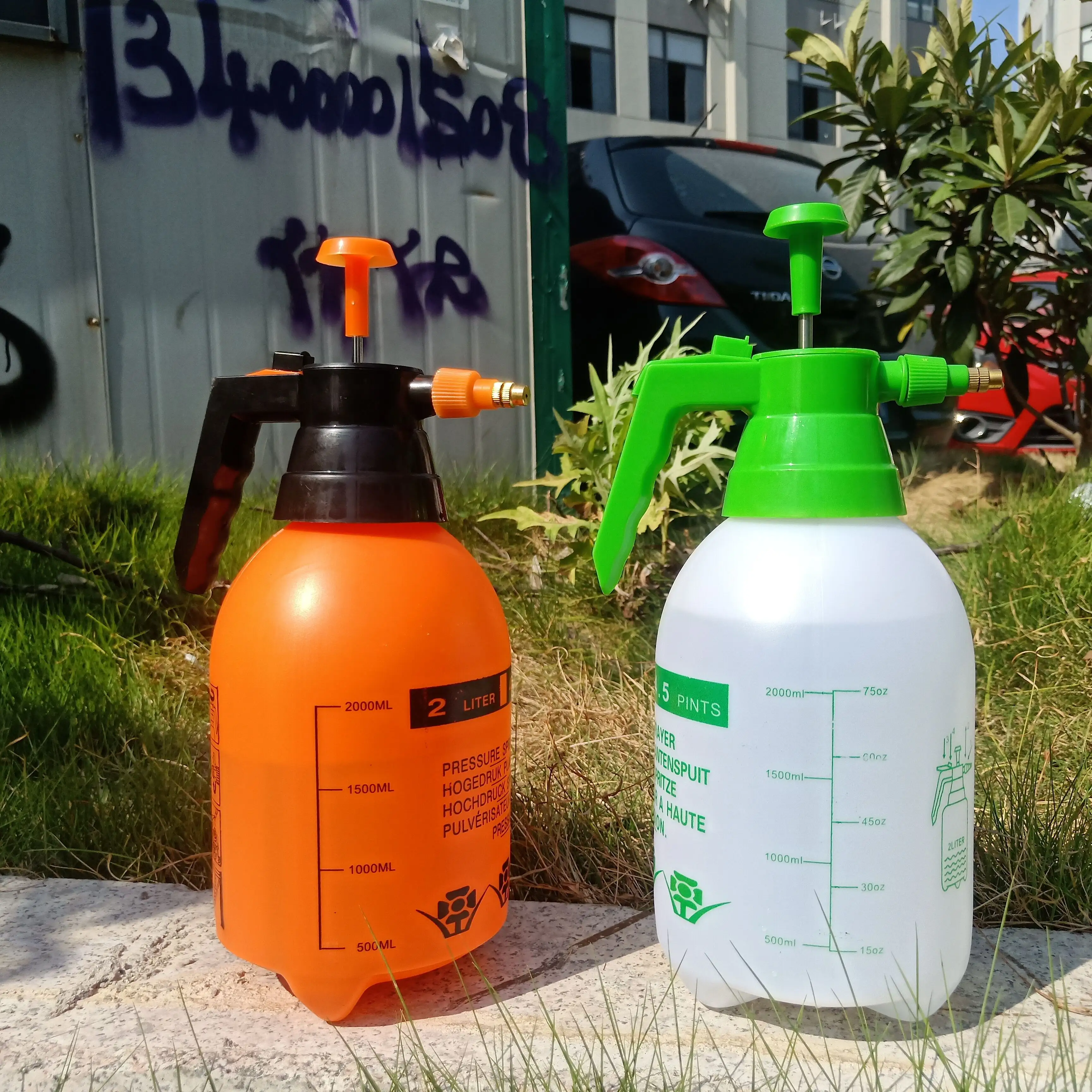 Farmjet 2l Handmatige Hogedrukpomp Draagbare Huishoudelijke Tuinsproeier Voor Plantenbewatering