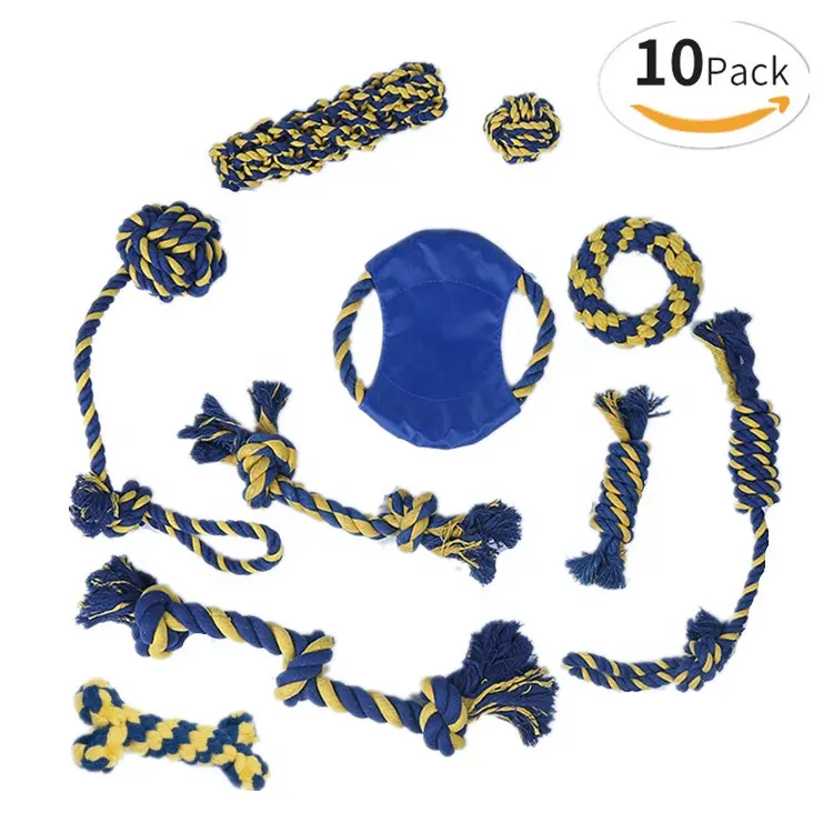 Интерактивная прочная хлопковая веревка для разных питомцев, 10 упаковок, Жевательная веревка для собак, набор игрушек